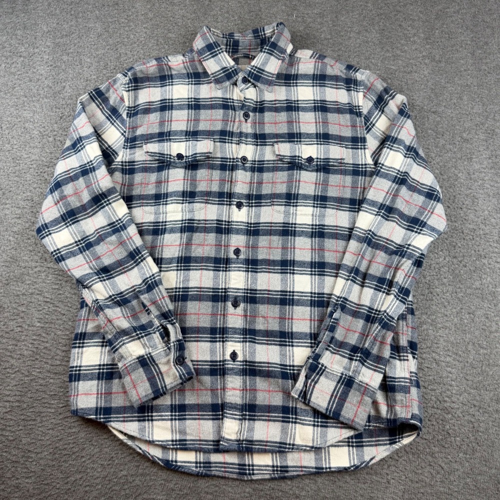 American Eagle Flannel Shirt Mens M Blue White Plaid Super Soft Cotton Button Up